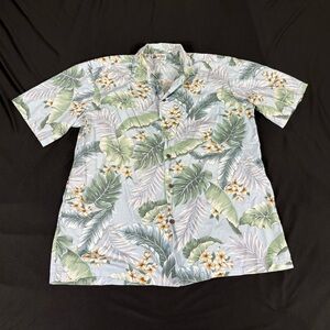 Aloha Republic Mens Green Hawaiian Short Sleeve Button Up Shirt L
